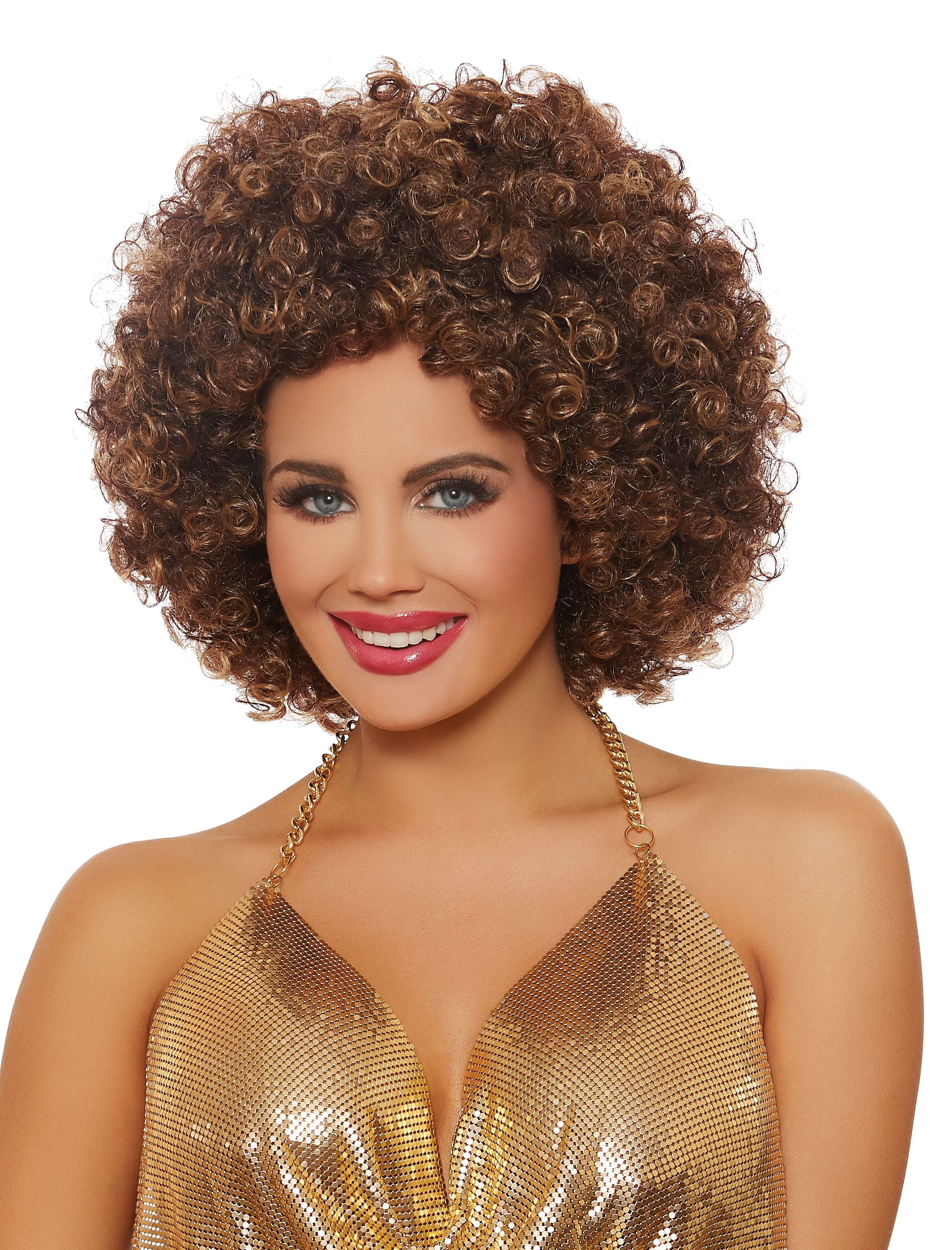 70s Curly Brown Afro WIG 1970s Disco Divas Party Accessory