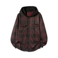 thumbnail image 6 of Men Plaid Hooded Shirt Jacket Sevevn Long Sleeve Button Up Flannel Outerwear With Chest Pockets Drawstring Hood For Daily Casual Outdoor Occasions, 6 of 9
