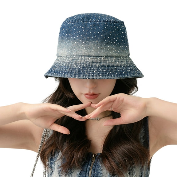 Bucket Hat Rhinestones Decorated Casual Hat Breathable Jeweled Sports Fisherman Hat Surprise Gift for Getaways