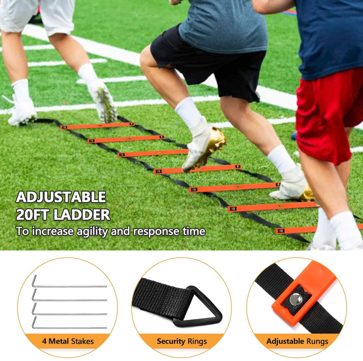 Includes Ladder Running Parachute skonhed Sports Speed Agility Training Set Jump Rope and Hurdles for Training Football Soccer Resistance Bands and Basketball Athletes 24Cones with Holder 