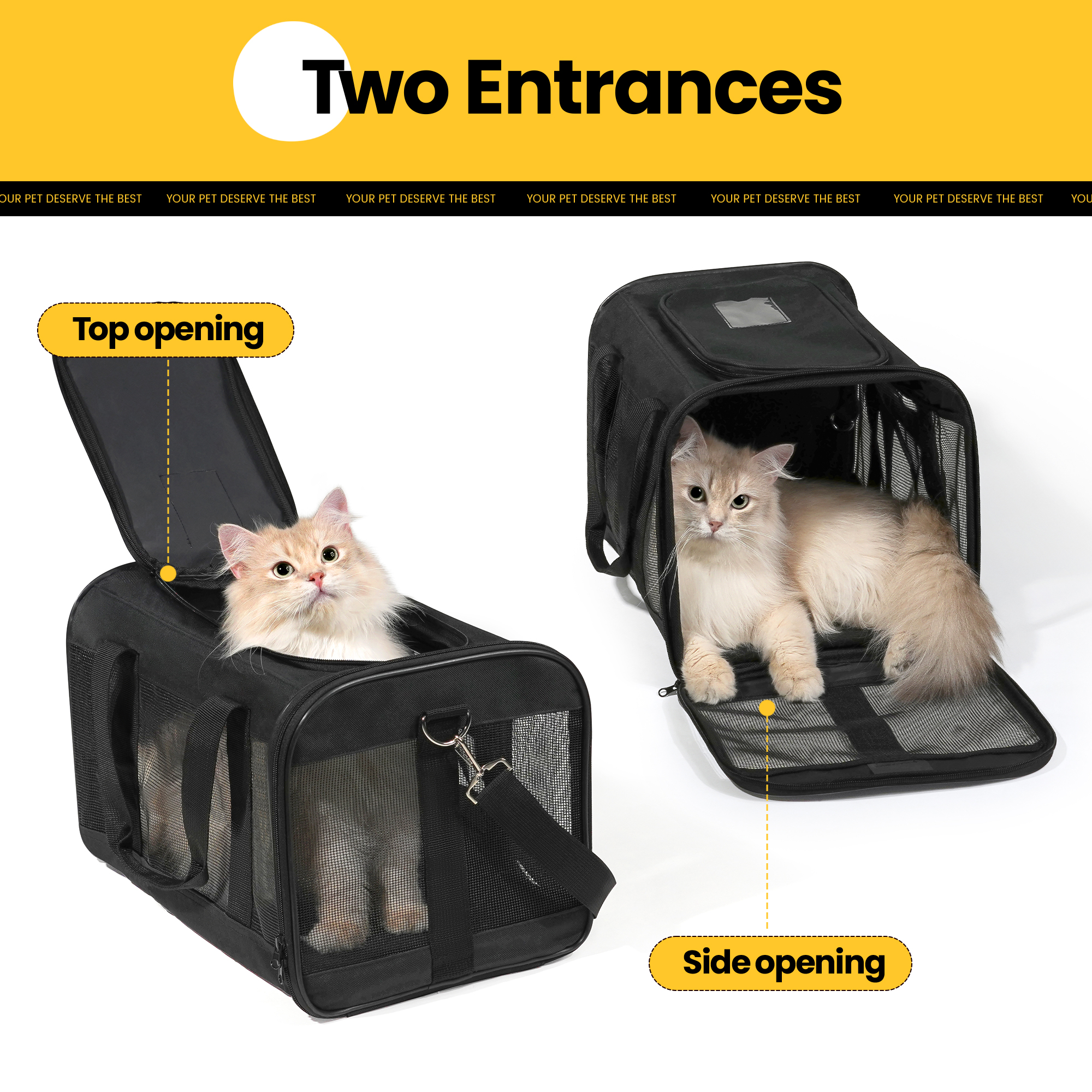 Conlun Airline Approved Cat Carrier, Soft-Sided, Black photo 5