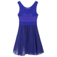 thumbnail image 4 of Jowowha Women's Lyrical Dance Costume Cut Out Asymmetric Chiffon Skirt Leotard Sleeveless Ballet Royal Blue XL, 4 of 7