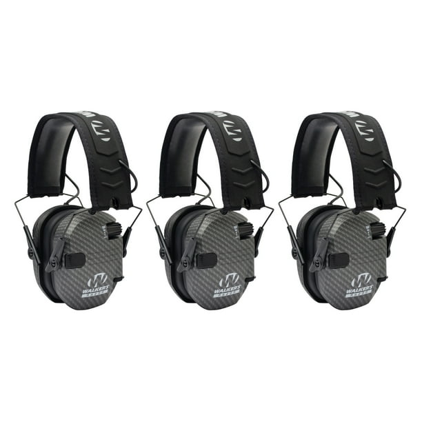 Walker's Razor Slim Electronic Shooting Muffs 3Pack Bundle (Carbon