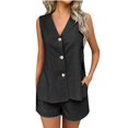 thumbnail image 2 of Women's Shorts Women'S 2 Piece Summer Outfits Tank Top With Shorts Sets Beach Vacation Outfits,Black Women's Shorts L, 2 of 7
