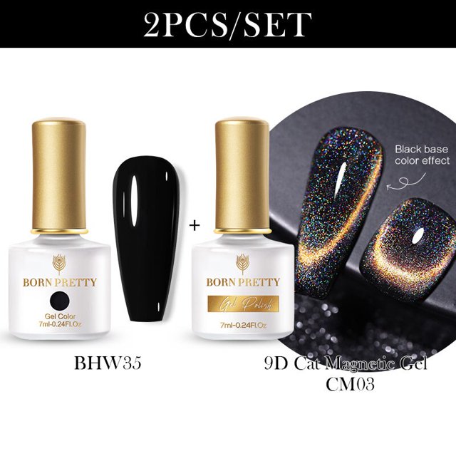 BORN PRETTY 7ml 9D Cat Magnetic Gel Holographic Laser Nail Gel Long Lasting Soak Off UV LED Nail Varnish UV Gel Need Black Base Gong Bohan LED