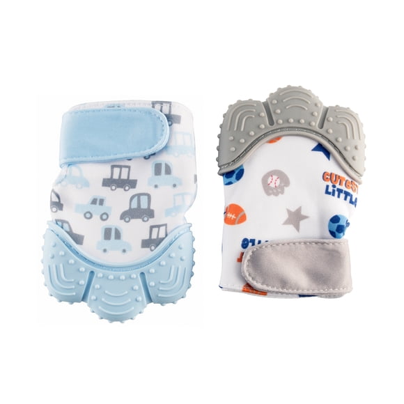 Set de 2 Guantes Mordedera de Silicón Papubaby Azul y Gris