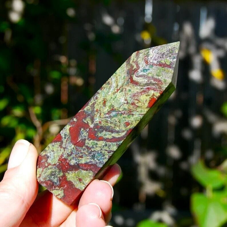 Dragon Bloodstone Healing Crystal Tower Point Wands Reiki Obelisk Mineral Rocks