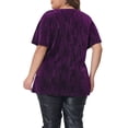 thumbnail image 3 of Agnes Orinda Women's Plus Size Blouses V Neck Metallic Short Sleeve T-Shirt Party Tops 4X Purple, 3 of 6