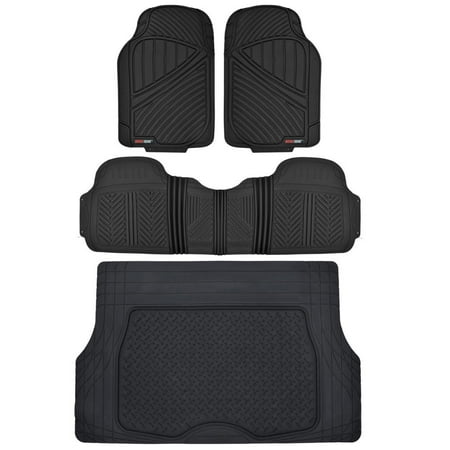 Motor Trend FlexTough Floor Mats for Car SUV and Van with Cargo Trunk Mat, Odorless EcoClean Liners, 3
