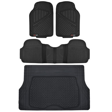 Motor Trend FlexTough Floor Mats for Car SUV and Van with Cargo Trunk Mat, Odorless EcoClean Liners, 3