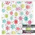thumbnail image 3 of Merry Christmas Snowflake Shower Curtain colorful Snow Winter Holiday Cloth Fabric Shower Curtains for Bathroom Decor with 12 Hooks, 72x72 inches, 3 of 6