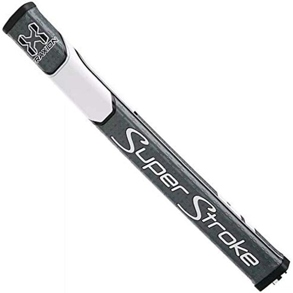 SuperStroke Traxion Flatso 1.0 Golf Putter Grip Featuring Our Distinct Pentagonal Wide, Flat Shape with Five Pronounced Edges, Gray/White