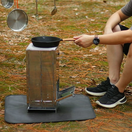Nouveau Poêle à bois carré en acier inoxydable Grill Pliable Voyage en  plein air Mini poêle à charbon de bois Portable Mini Camping Bbq Picnic  Stove
