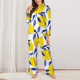 thumbnail image 3 of Bingfone Womens Pajama Sets Tropical Lemon Print,Long Sleeve Loungewear Pajamas Set-Small, 3 of 9