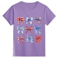 thumbnail image 2 of shoper Toddler T Shirts for Girls 4t-5t Printed Pattern Crewneck Shirt Short Sleeve Classic Fit Back To School Shirt Flower Girl Shirt Toddler Purple 120, 2 of 4