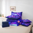 thumbnail image 6 of jejeloiu Neon Floral Sea Turtle 7-Piece Twin Bedding For Girls,Underwater Garden Flowers Bedding Comforter Set,Purple Pink,Navy Blue Reversible, 6 of 7