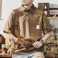 thumbnail image 2 of Camisa polo cargo informal americana para hombre, camiseta de manga corta con apliques, blusa de solapa con bolsillo Y2K de verano, nueva prenda de golf holgada, 2 of 5