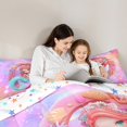 thumbnail image 3 of Manfei Initial Letter O Bedding Comforter Set 7-Piece,Cartoon Animal Mermaid King Bedding Sets,Pink Starry Sky Bed Sheets For Girl,Breathable Bedroom Decoration Reversible, 3 of 7