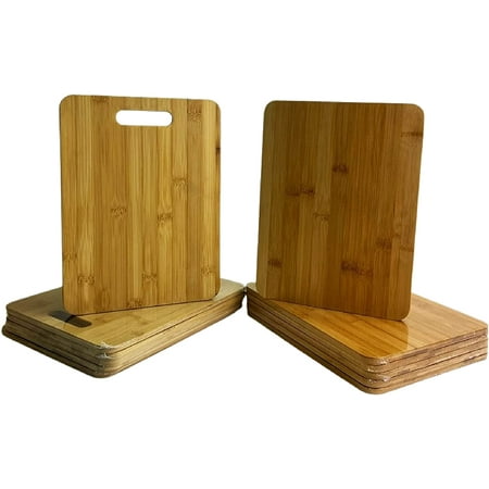 

(Set of 12) Mixed 12x9 Bulk Plain Rectangular Blank Bamboo Cutting Boards (6pc with handles + 6pc without handles)
