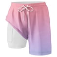 thumbnail image 3 of IWRICH Men's Big and Tall Swimming Trunks with Compression Liner 2 in 1 Swim Shorts with Pockets Pink XXXXL, 3 of 4