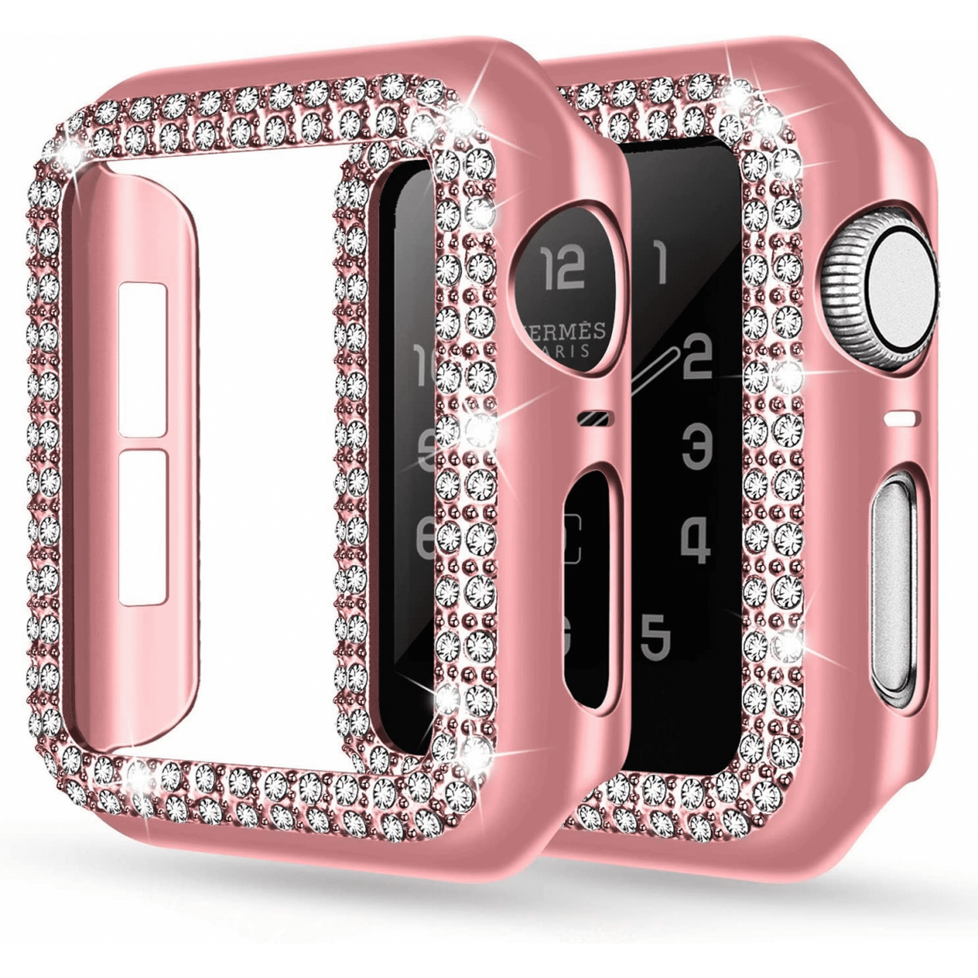 For Apple Watch Case 44mm Series 6 5 4 SE Bling Rhinestone Apple Watch Case Bumper Frame Screen Protector Case for iWatch Series 44mm pink Walmart
