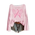 thumbnail image 1 of Birdeem Chandail pour Femmes, Journée de Sensibilisation au Cancer du Sein Imprimé Col Rond Manches Longues Mode Haut, Pulls pour Femmes, Longs Pulls pour Femmes, 1 of 4