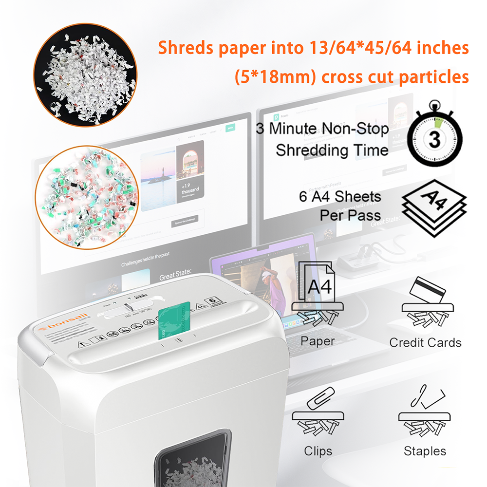 Bonsaii Crosscut Paper Shredder, 6-Sheet Capacity photo 6