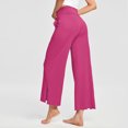 thumbnail image 6 of WIZUTIZ Womens Gym Leggings Oversized Relaxed Loose Side Slit with Pockets Yoga Sweatpants Elastic Spandex High Waist 7/8 Length Pants Solid Pants for Ladies Activewear Clubs Pink, 6 of 6