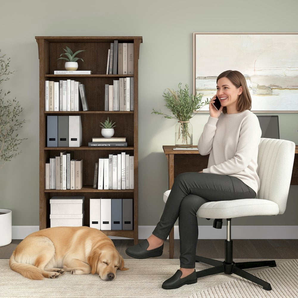 Salinas Tall 5 Shelf Bookcase in Ash Brown - Engineered Wood