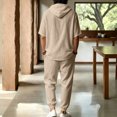 thumbnail image 6 of JUUYY Mens 2 Piece Linen Set Long Sleeve Button Down Casual Hoodie Shirt and Loose Jogger Pants Sets Beach Vacation Summer Outfits Khaki M, 6 of 9