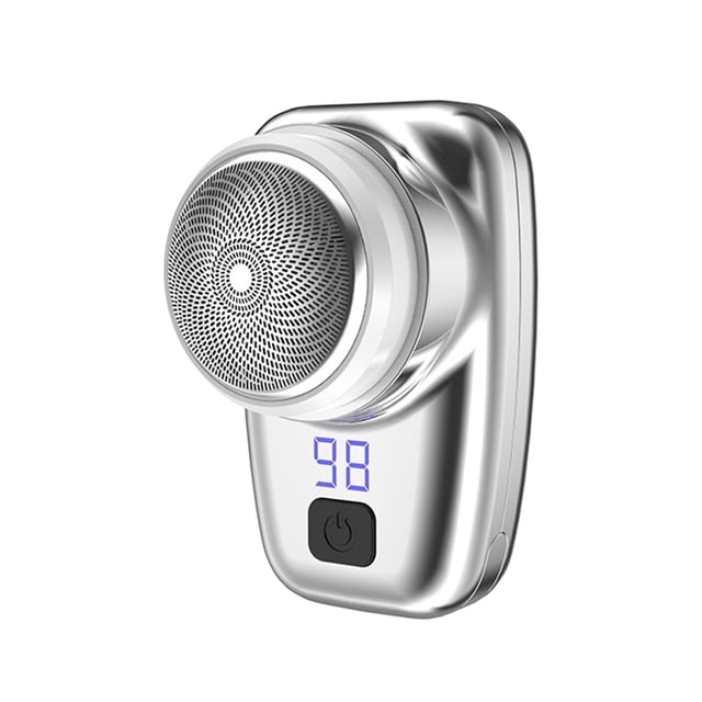 TISHITA Mini Rasoir Barbe Facial Taille de Poche Utilisation Humide et Sèche LED Affichage Numérique Gris