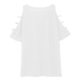 thumbnail image 4 of White Womens Tops Women's Off Shoulder 7 Quarter Sleeves Shirts for Women, 4 of 5