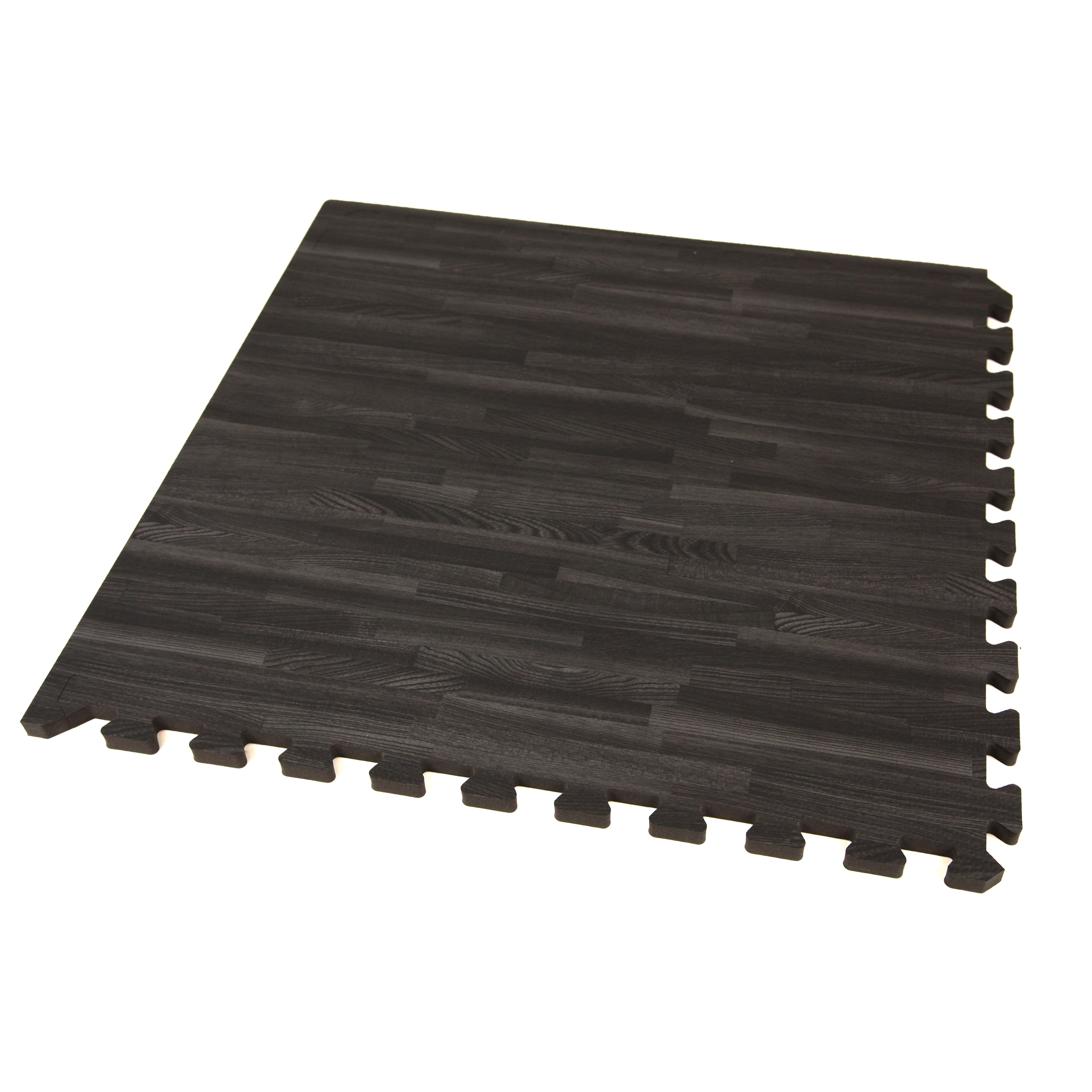 FlooringInc Premium 5/8" Thick Soft Wood Interlocking Foam Tiles, Yoga, Kids Play Mat, 2'x2', 12 Pack, 48 Sqft, Black