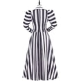 thumbnail image 4 of Victorian Edwardian Stripe Dress Womens Black White Beetle Dress Gothic Vintage Striped Jacket Dress Set, 4 of 7