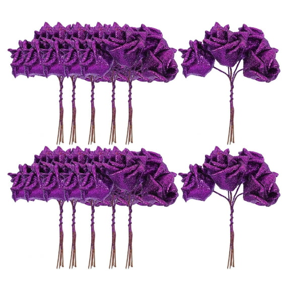 NIYANGLE Artificial Flower Heads Simulated Flower Purple 50Pcs 5.5x1.9in