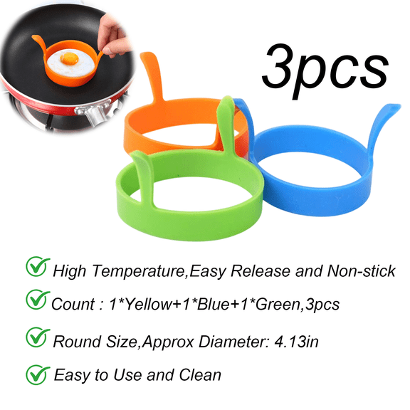 Round Silicone Egg Rings for Breakfast & LunchPancake & Egg Molds 10.5cm Diameter Heat & Clean