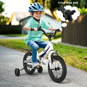 Costway 14'' Kid's Bike with Removable Training Wheels & Basket for 3-5 Years Old White
