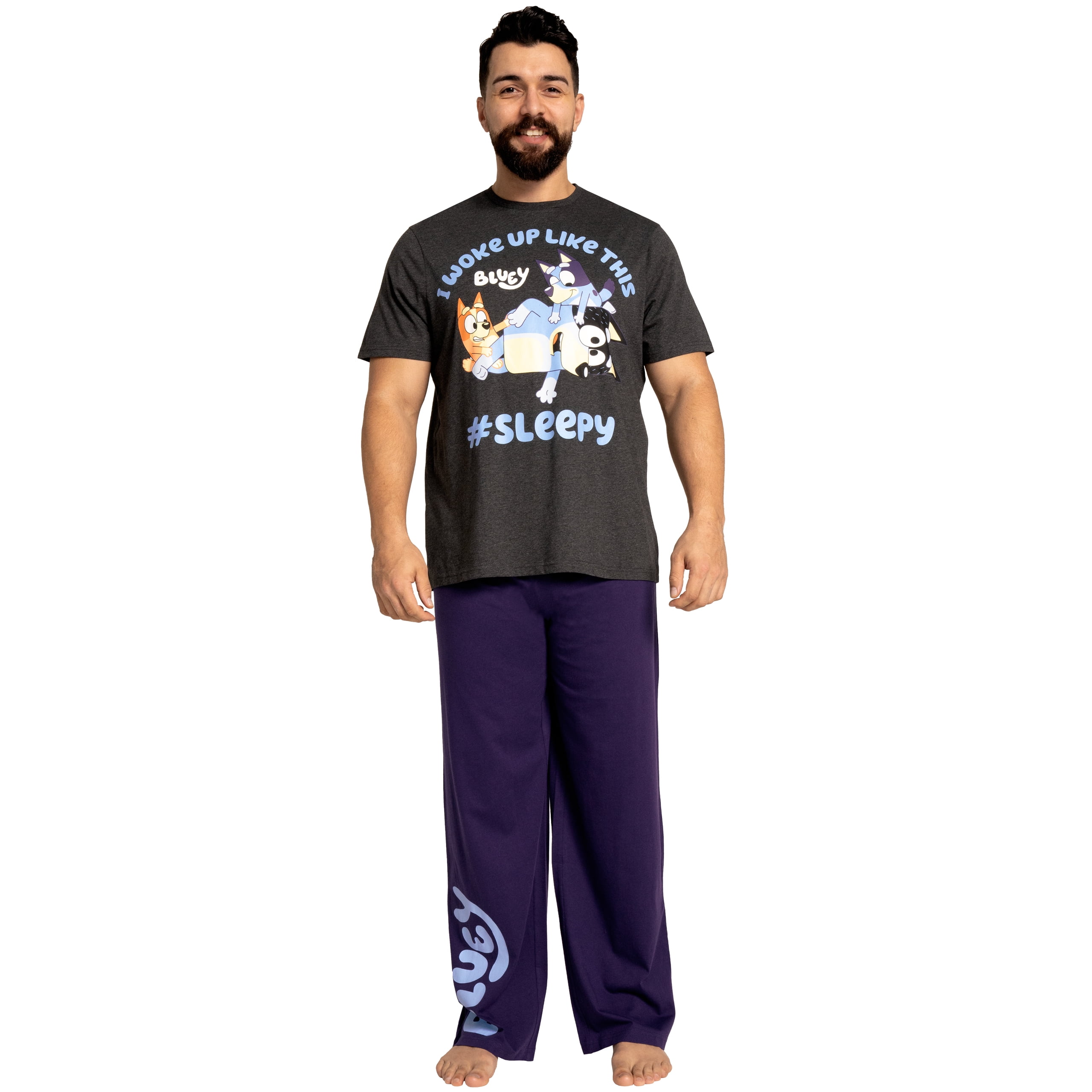 Bluey Mens Pajamas Blue Sizes Small To XX-Large
