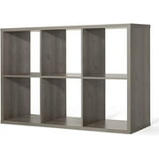 CAPHAUS Sturdy Room 13-Inch Cube Storage Organizer Shelf, with Extra Thick Exterior Edge, Open Storage Shelf Divider, Bookcase, 6-Cube, Rustic Grey Oak