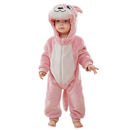 

Odeerbi Baby Bodysuit Layette Onesies for Toddler Unisex Romper Winter Autumn Flannel Jumpsuit Animal Cosplay Outfits Pink