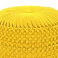 thumbnail image 1 of Renee Transitional Round Pouf in Golden Yellow Velvet Fabric, 1 of 8