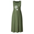 thumbnail image 4 of Sakmal Womens Dresses Sun Dress Maxi Green Cotton and Linen Pocket Crew Neck Graphic Sleeveless Ladies Dresses Under $5, 4 of 4