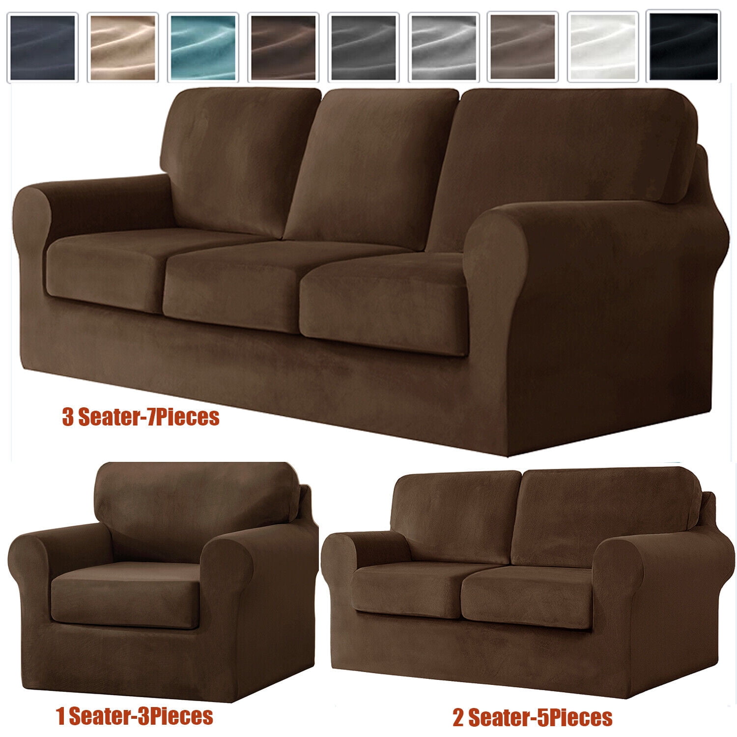 JIAN YA NA Stretch Velvet Sofa Cover TShaped with Separate Cushion