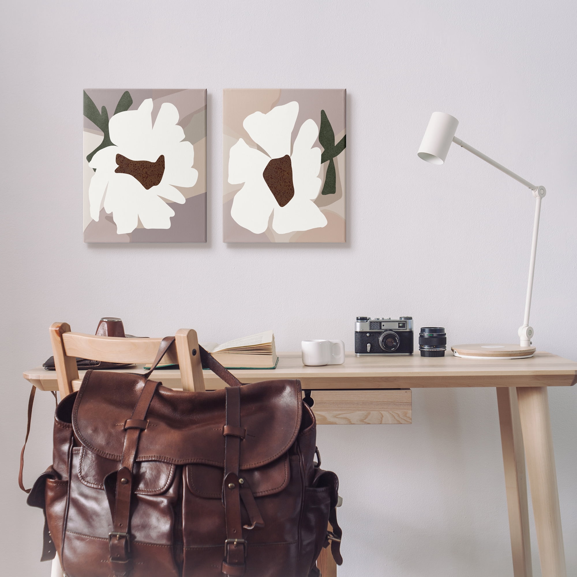Stupell Industries Abstract White Daisies Botanical & Floral Painting Gallery Wrapped Canvas Art Print Wall Art, 16 x 20, Set of 2