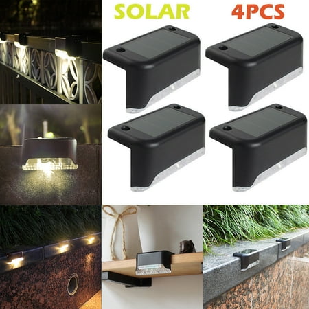 

〖TOTO〗Led Light Yard Solar Fence White Warm Outdoor Garden Light Wall 4Pcs Led Lamp Pathstair Led Light