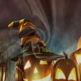 thumbnail image 2 of Coolnut Halloween Tablecloth 60 in,Halloween Pumpkin with Lit Candles Party Lace Round Table Cloth Water Resistant Spill Proof Large Table Cover for Kitchen BBQ Hotel Dining Party Decoration, 2 of 7