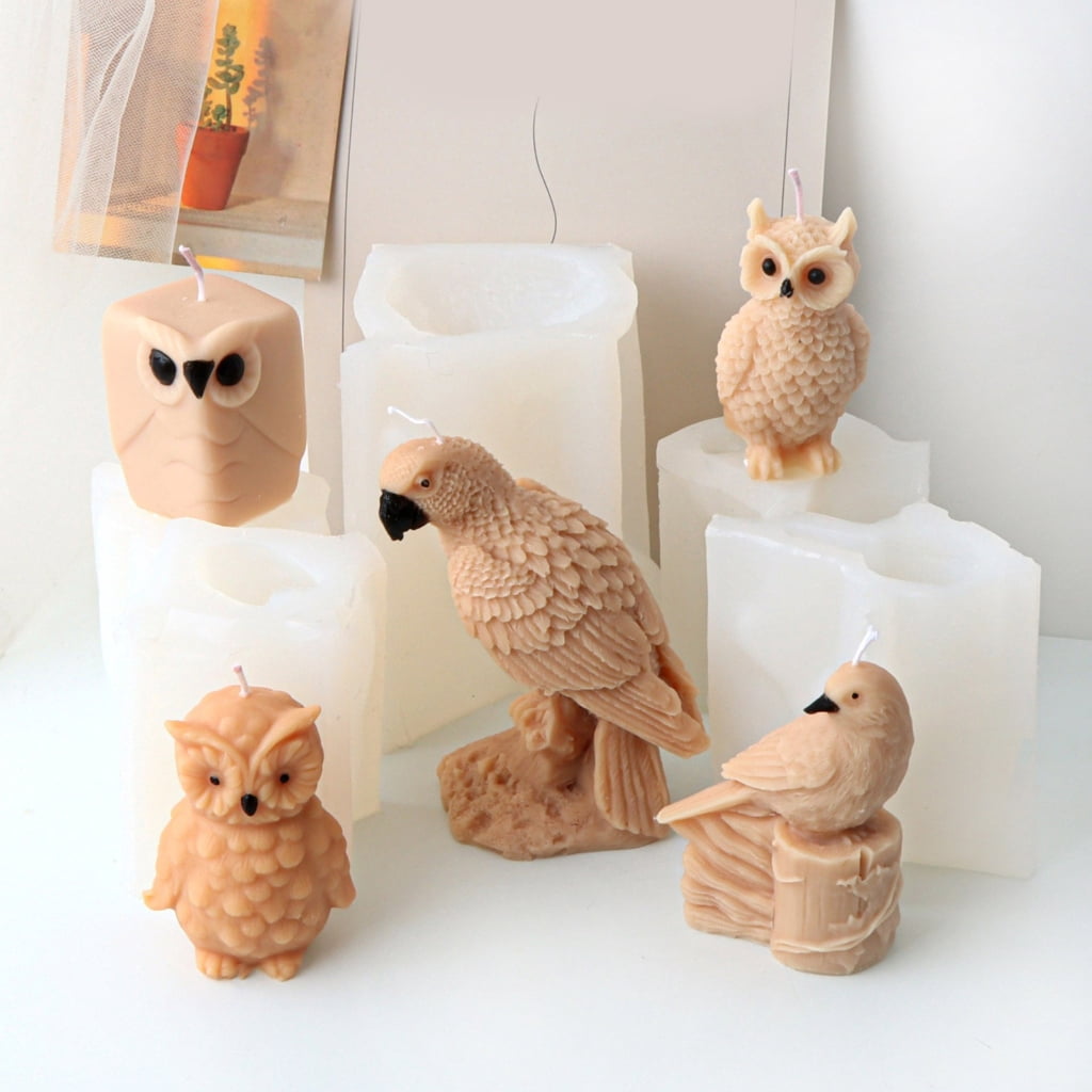 Geemin Standing Owl Silicone Mould Parrot Candle Molds Plaster Molds Ornament Molds