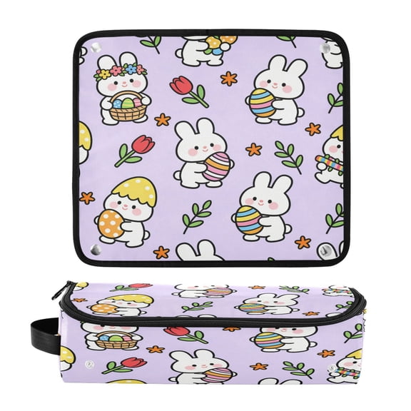 Hair Tool Organizer Bag with Heat Resistant Mat Removable Travel Storage Case for Hot Air Brushes Curling Irons Lively Little White Rabbit
