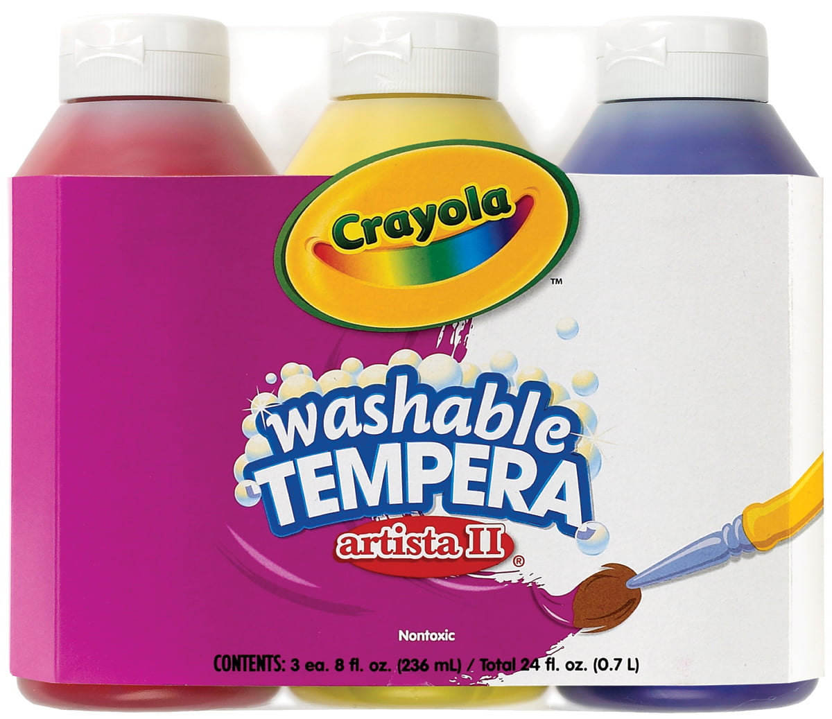 Crayola Artista II Washable Tempera Paint 8oz 3/Pkg-Primary | Walmart