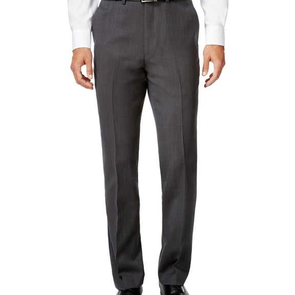 Ryan Seacrest Mens Birdseye Dress Pants Slacks, Grey, 32W x 32L